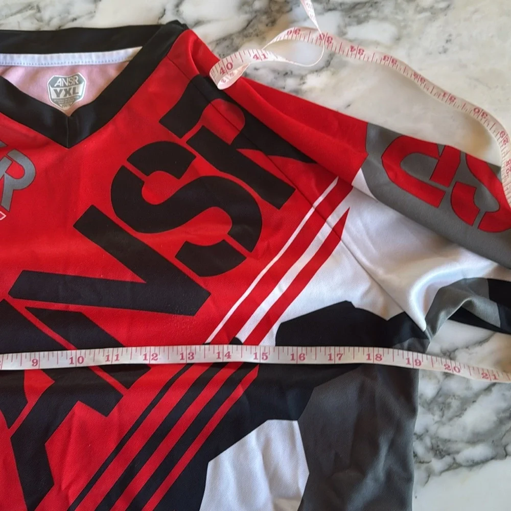 ANSR Red and Black Jersey with Asymmetrical Design and Bold Graphics Youth XL